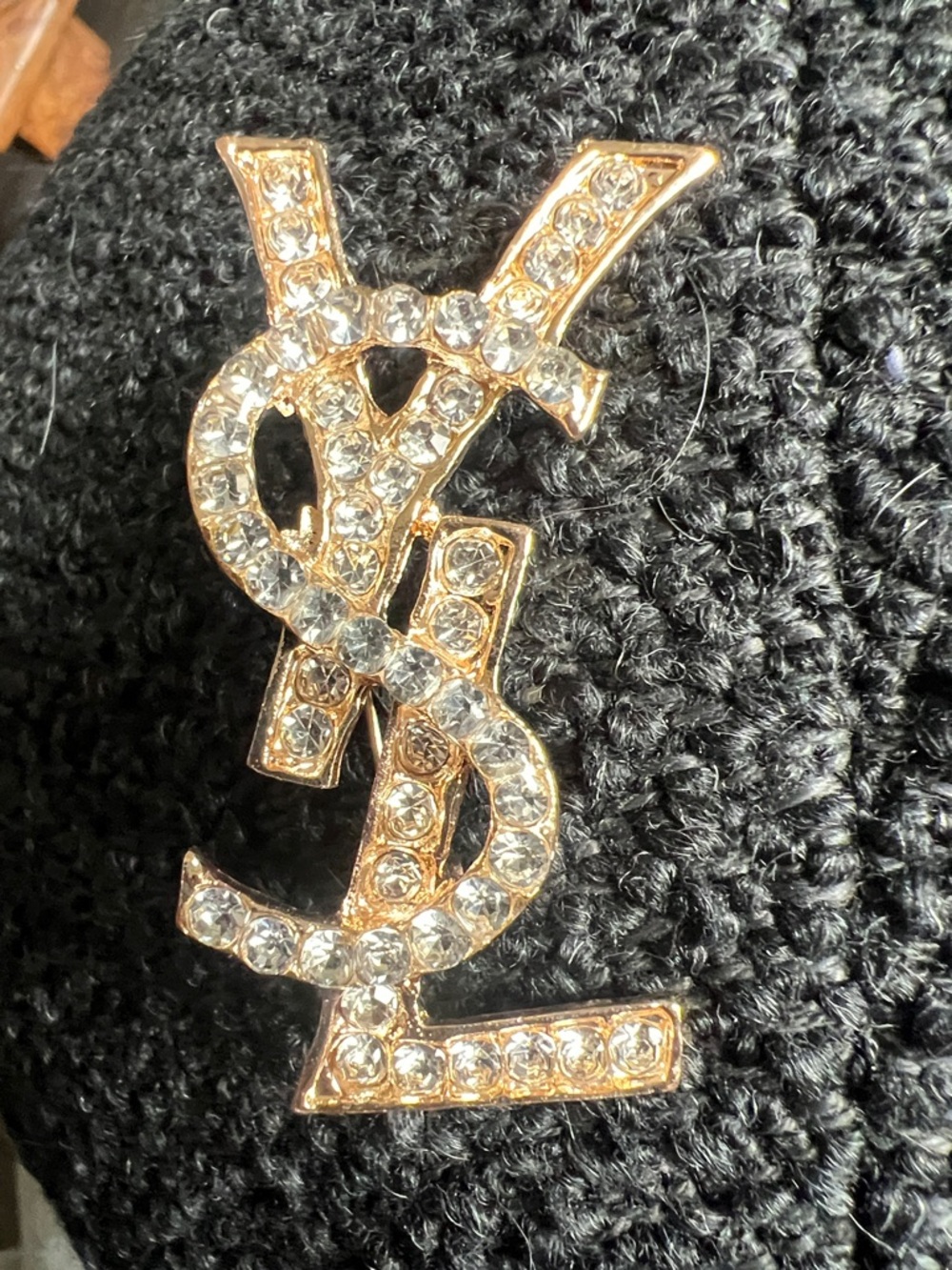 Yves Saint Laurent Gold-Tone Crystal Logo earrings